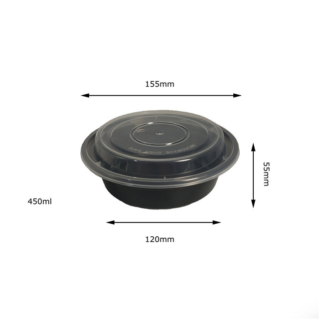 16OZ Microwave Safa Round Disposable Plastic Packaging Food Containers With Lid