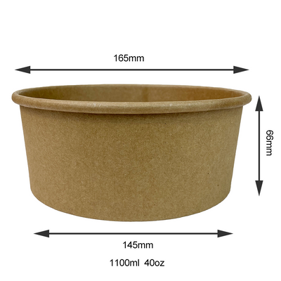 40 Oz Large Paper Bowls with Lids, Disposable Soup Serving Bowls Bulk Party Supplies for Hot/Cold Food, Soup (1100ml) 
