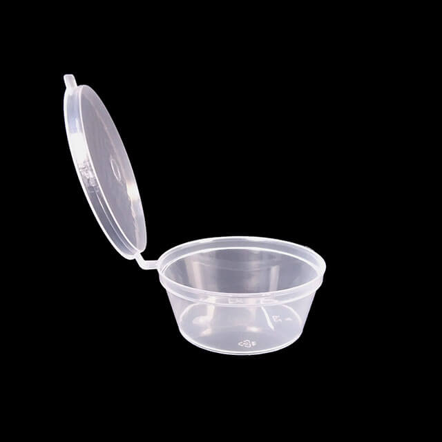 2oz Sauce Cup Transparent Spice Tasting Ketchup Clear Plastic Cup with Hinged 
