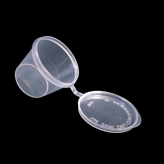 1oz Plastic Sauce Cup Round Wholesale Disposable Incense Innovative Food Container with Hinged 