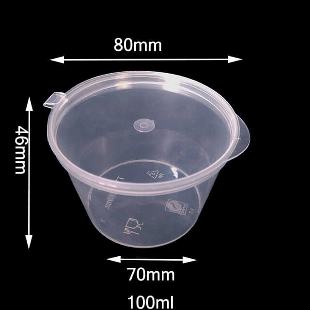 100ml Plastic Sauce Cup Round Wholesale Disposable Incense Innovative Food Container with Hinged 