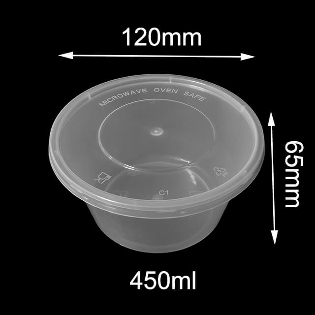 450ml Black Plastic Round Disposable Meal Box Wholesale