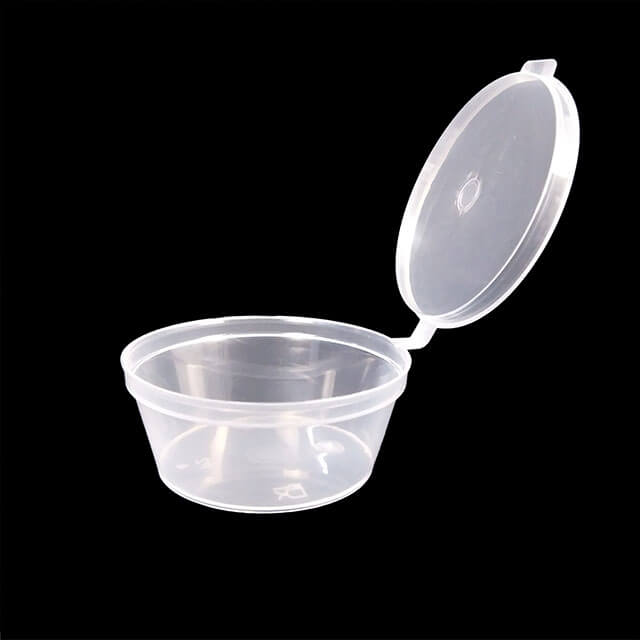 2oz Sauce Cup Transparent Spice Tasting Ketchup Clear Plastic Cup with Hinged 