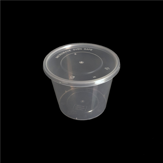 20oz/560ml single use food grade plastic one time food containers round disposable lunch bento box with lid