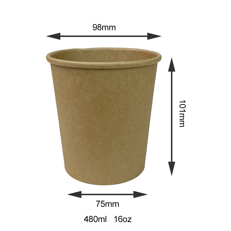 Paper Cream Cups - 350ml 12-Oz Disposable Dessert Bowls for Hot Or Cold Food,Party Supplies Treat Cups for Sundae, Frozen Yogurt, Soup, Brown 