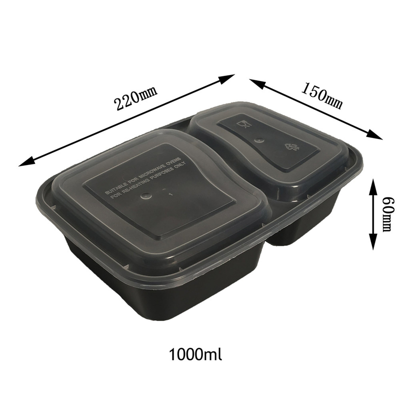 Wholesale Lunch Box Containers Disposable Plastic 2 Compartment Bento Lunchbox