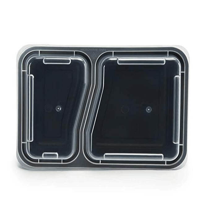 1000cc 2 Compartment Black Disposable Food Container /box Lunch Bento/bento Lunch Box with Lid