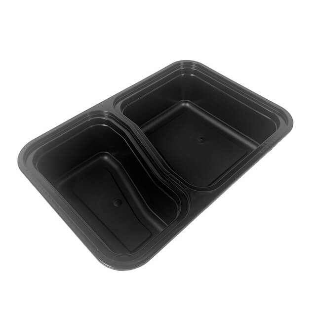 1000cc 2 Compartment Black Disposable Food Container /box Lunch Bento