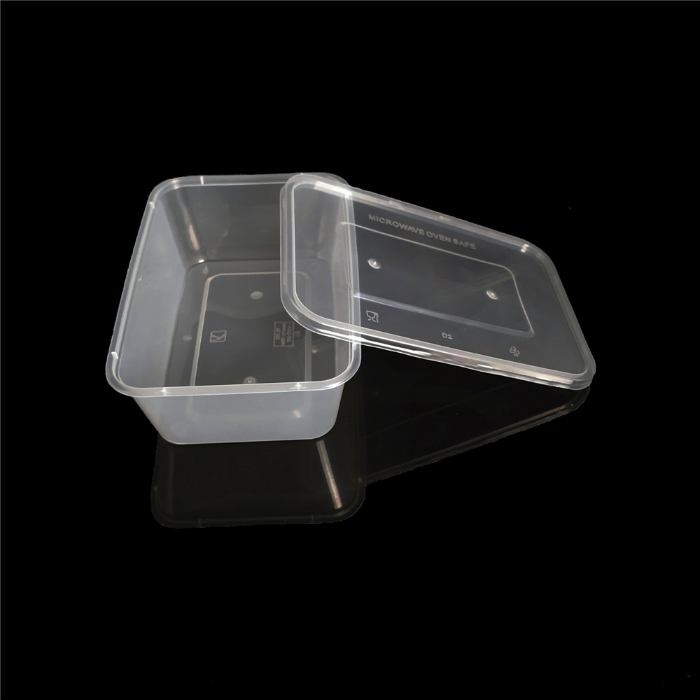 750ml Plastic Disposable Transparent Microwave Safe Square Takeaway Food Container