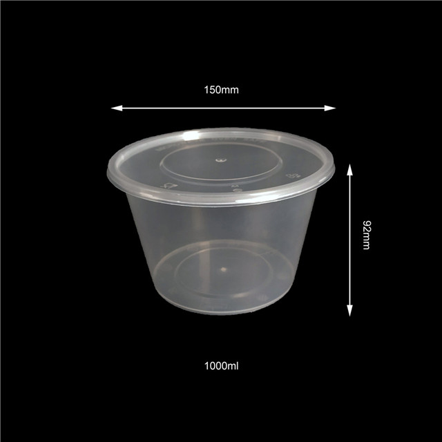 1000ml round disposable lunch bento box plastic take away food contain food packaging box with lid
