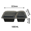 1000cc 2 Compartment Black Disposable Food Container /box Lunch Bento/bento Lunch Box with Lid